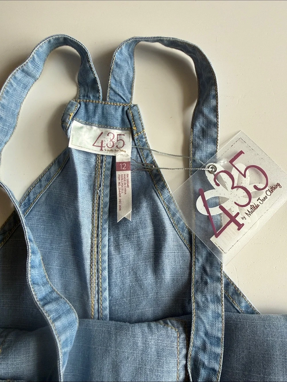 Matilda Jane (435) Light Blue Denim Chambray Overall Shorts Sz 12 NWT - Picture 5 of 11